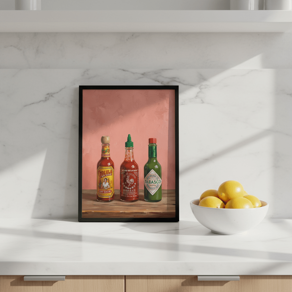 Set of Hot Sauce Illustration Painting Sketch wall - art - picture - poster