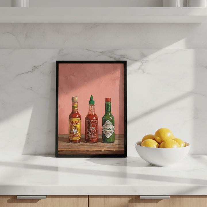 Set of Hot Sauce Illustration Painting Sketch wall - art - picture - poster