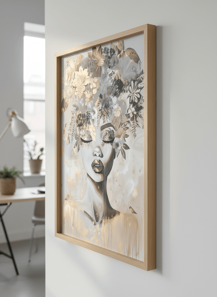 Contemporary wall art featured in a bright modern office workspace