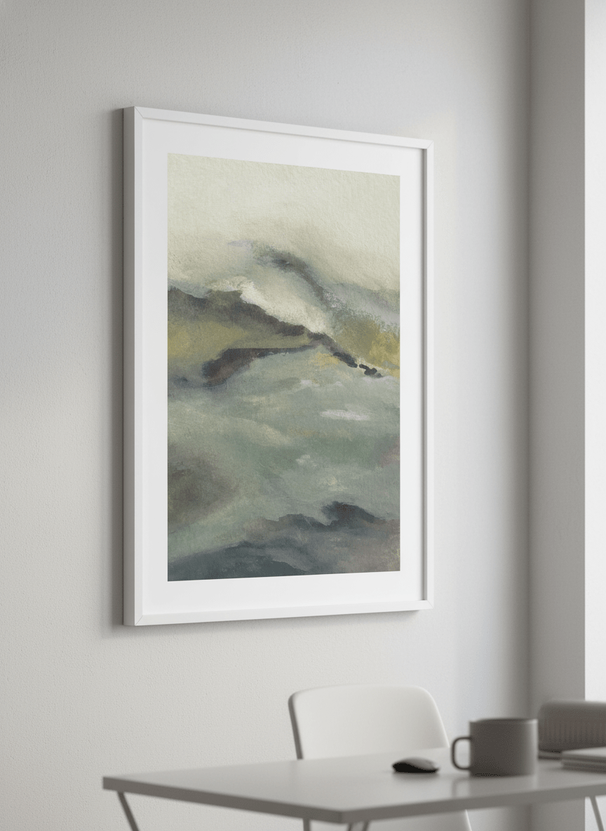 Contemporary wall art featured in a bright modern office workspace