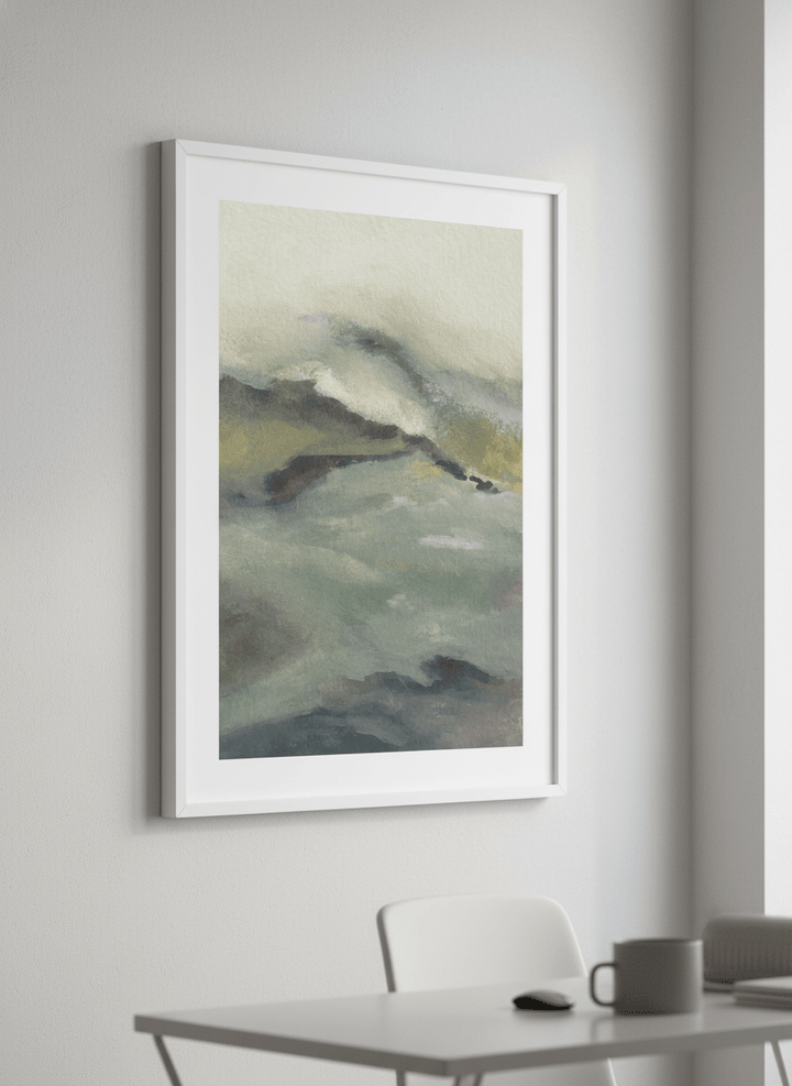Contemporary wall art featured in a bright modern office workspace