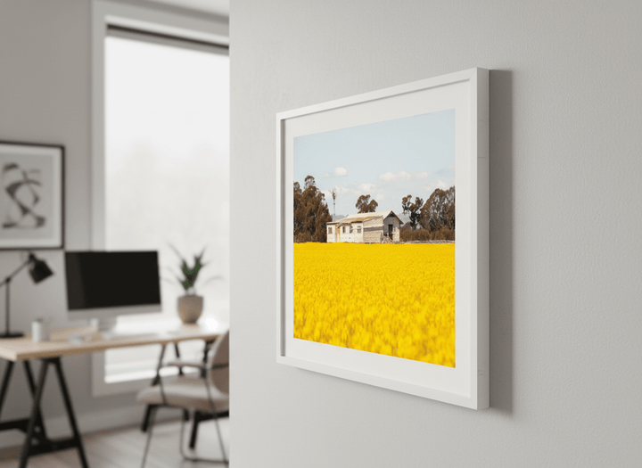 Contemporary wall art featured in a bright modern office workspace