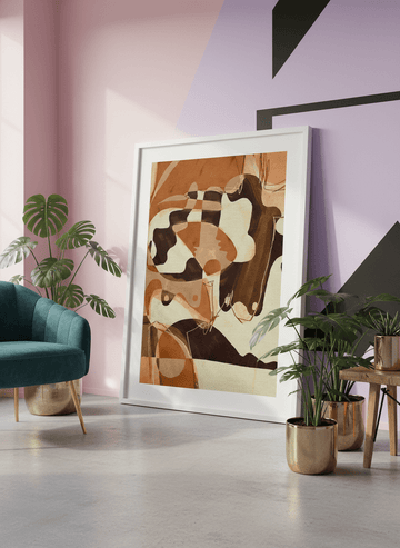 Bold wall art styled in a colourful, eclectic modern home