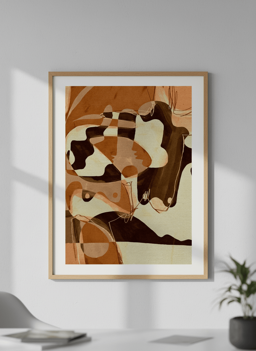 Contemporary wall art featured in a bright modern office workspace