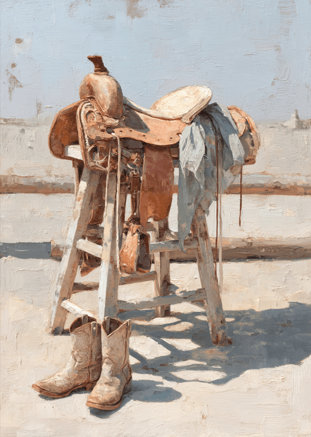 Shoe and Saddle Oil Painting Abstract Print,frame