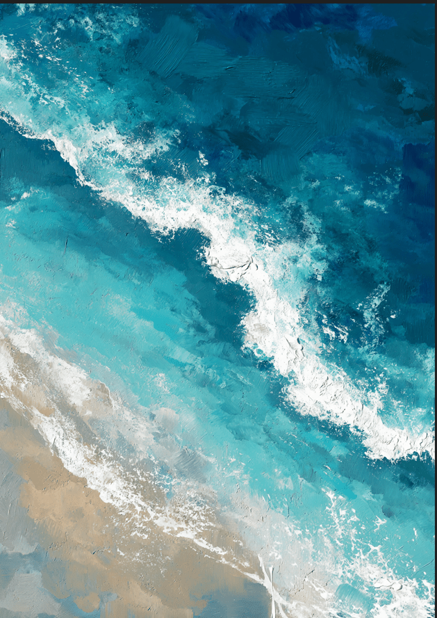 Shoreline Melody Coastal Oil Painting Print,frame