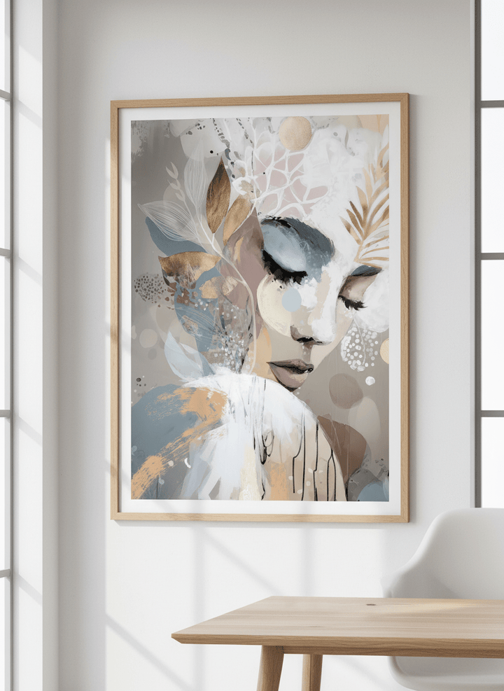 Contemporary wall art featured in a bright modern office workspace