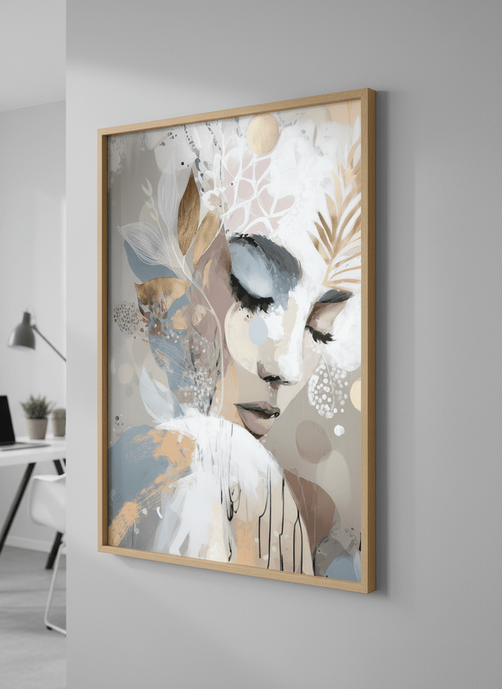Contemporary wall art featured in a bright modern office workspace