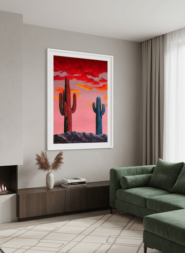 Monumental artwork centred on a feature wall in a luxe interior