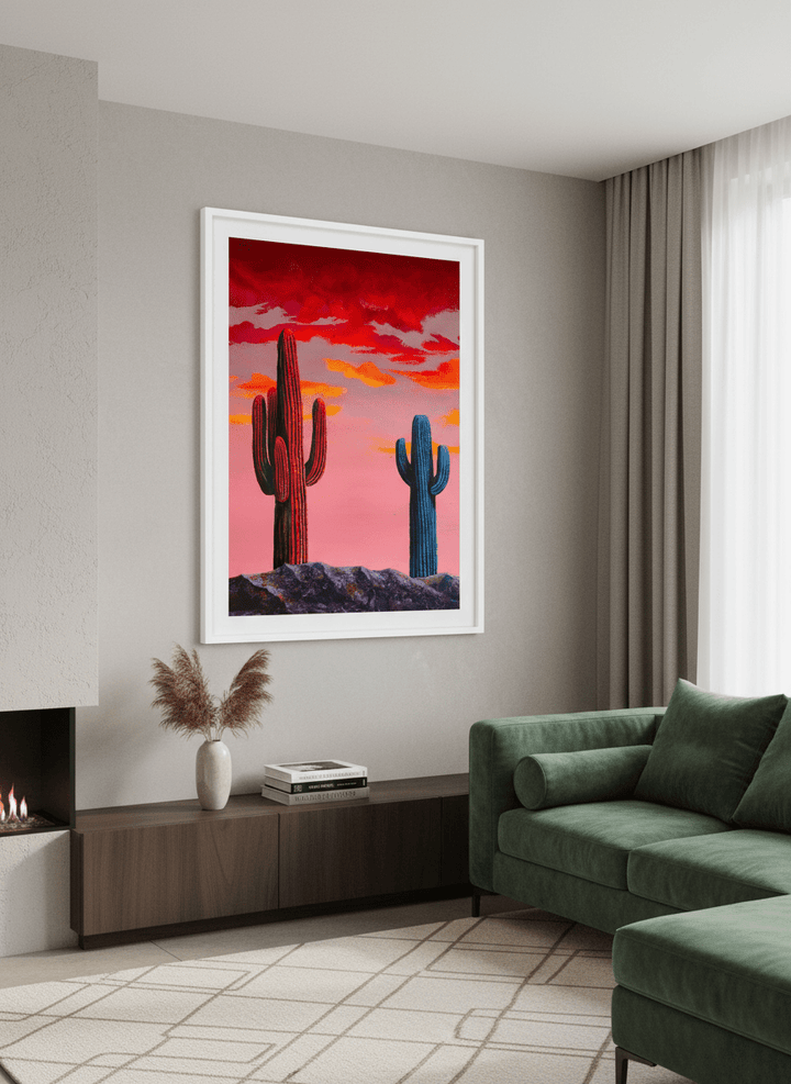 Monumental artwork centred on a feature wall in a luxe interior