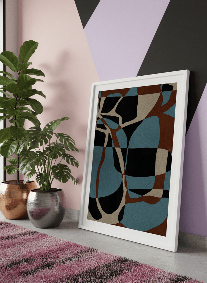 Bold wall art styled in a colourful, eclectic modern home