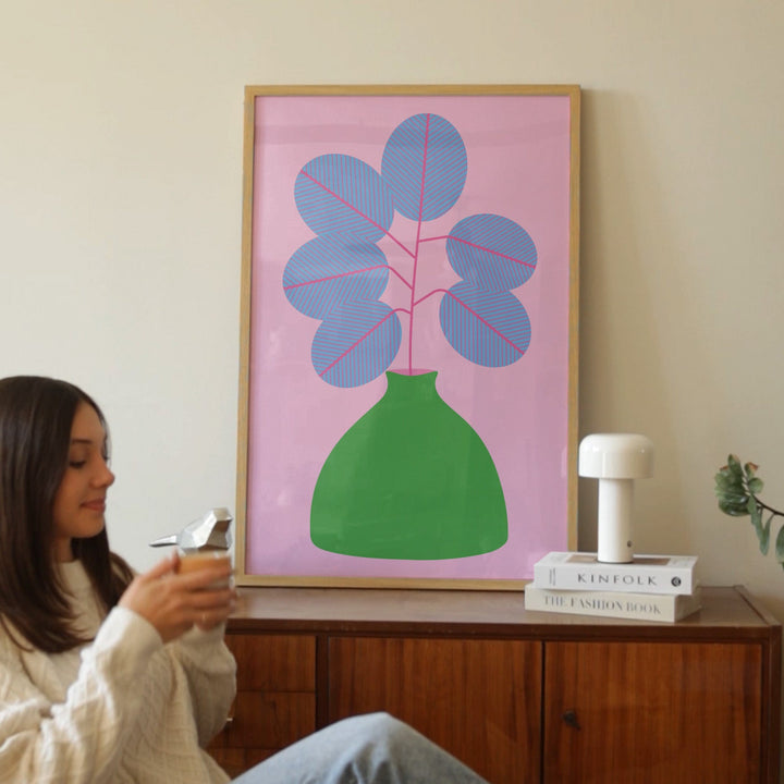 Simple Blue Vase Print Wall Art - Style My Wall