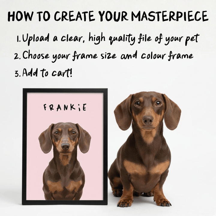 Single Pet Painting Illustration Personalised wall - art - picture - poster