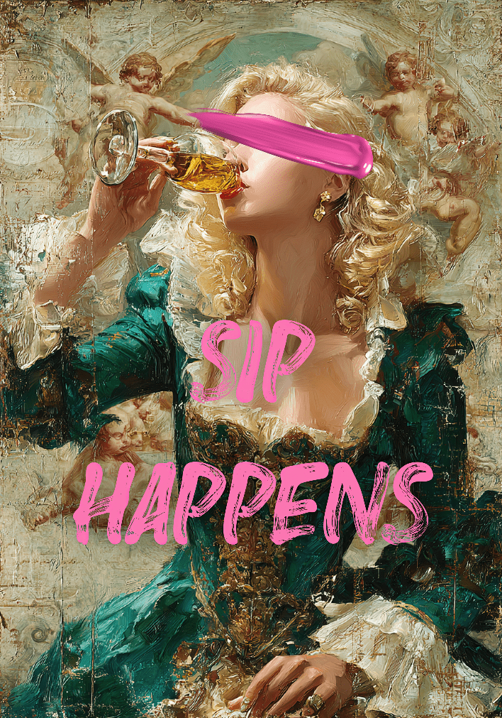 Sip Happens Renaissance Art Print frame