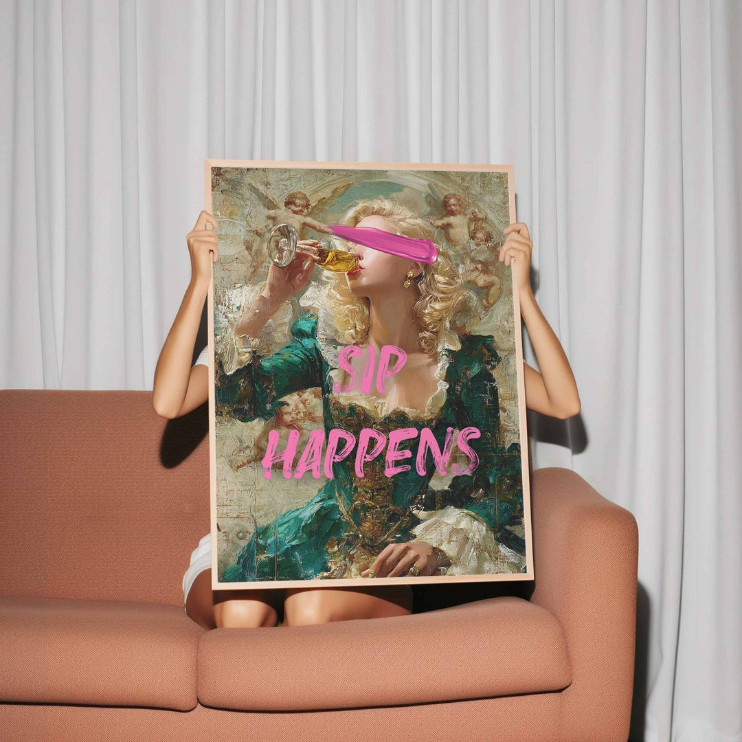 Sip Happens Renaissance Art Print wall - art - picture - poster
