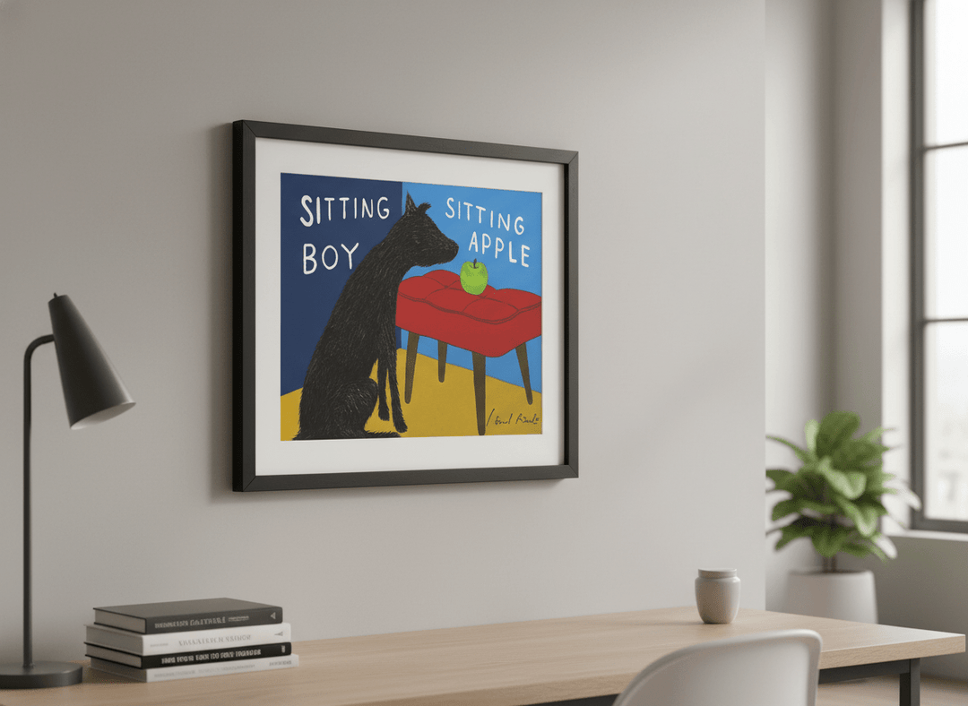 Contemporary wall art featured in a bright modern office workspace