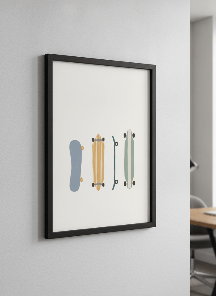 Contemporary wall art featured in a bright modern office workspace