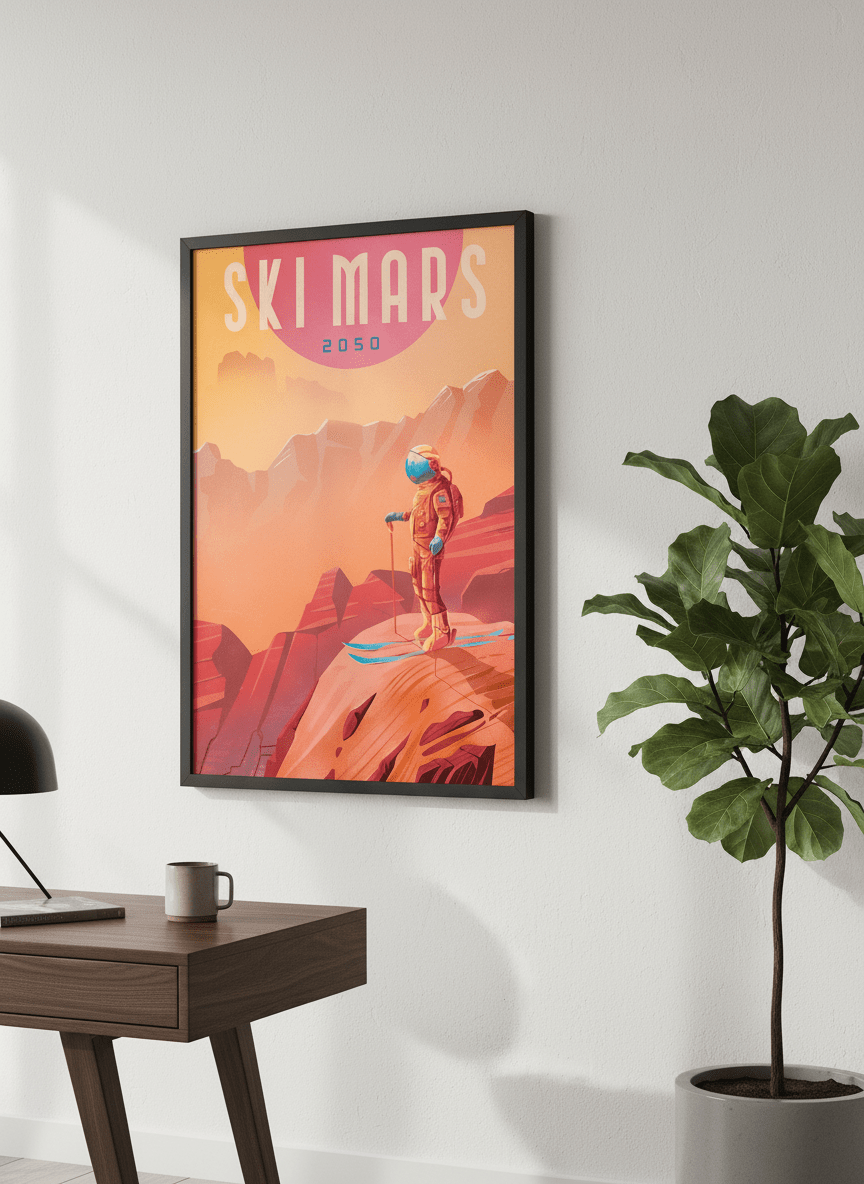 Contemporary wall art featured in a bright modern office workspace