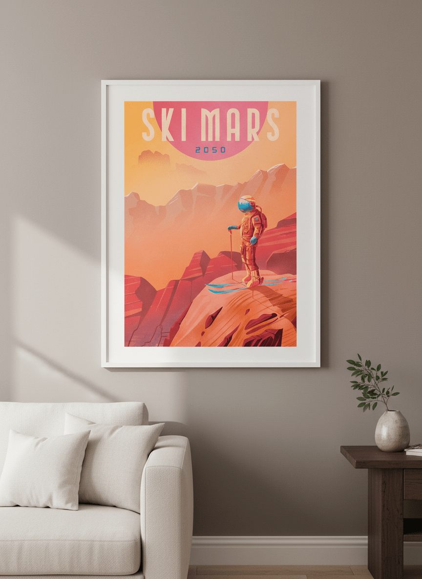 Modern wall art styled above a sofa in a neutral living room
