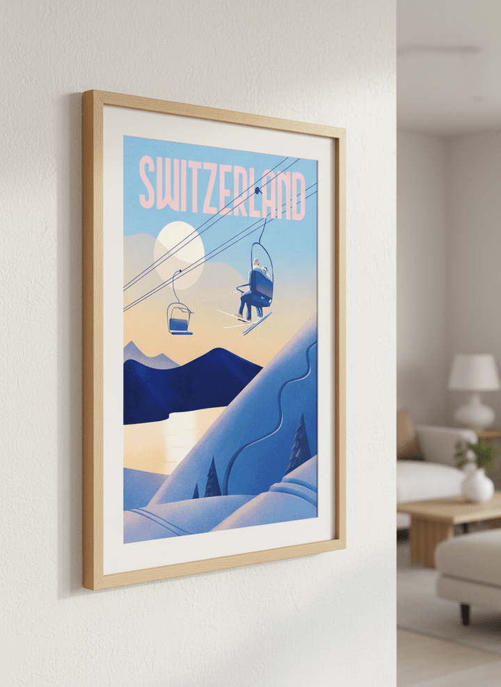 Modern wall art styled above a sofa in a neutral living room