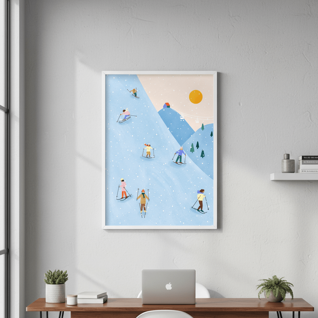 Skiing by Bea Muller wall - art - picture - poster