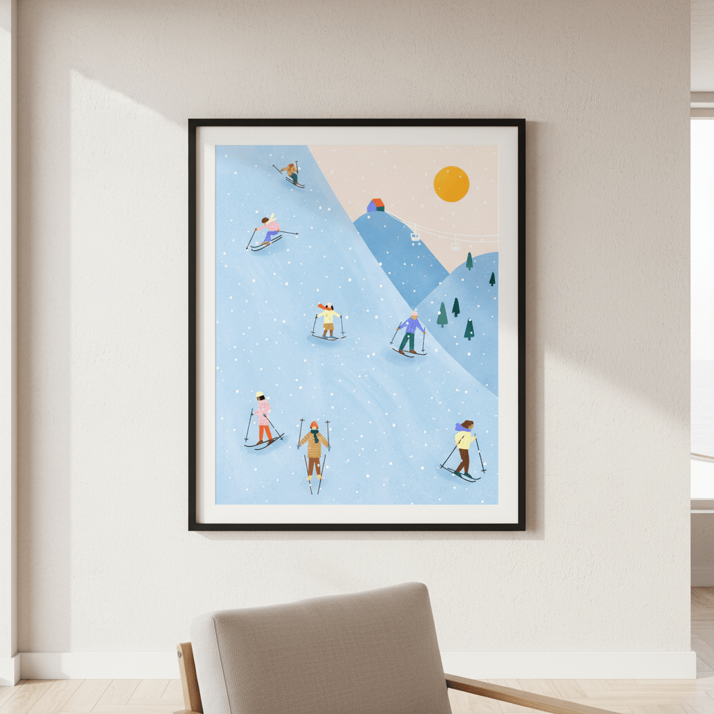 Skiing by Bea Muller wall - art - picture - poster