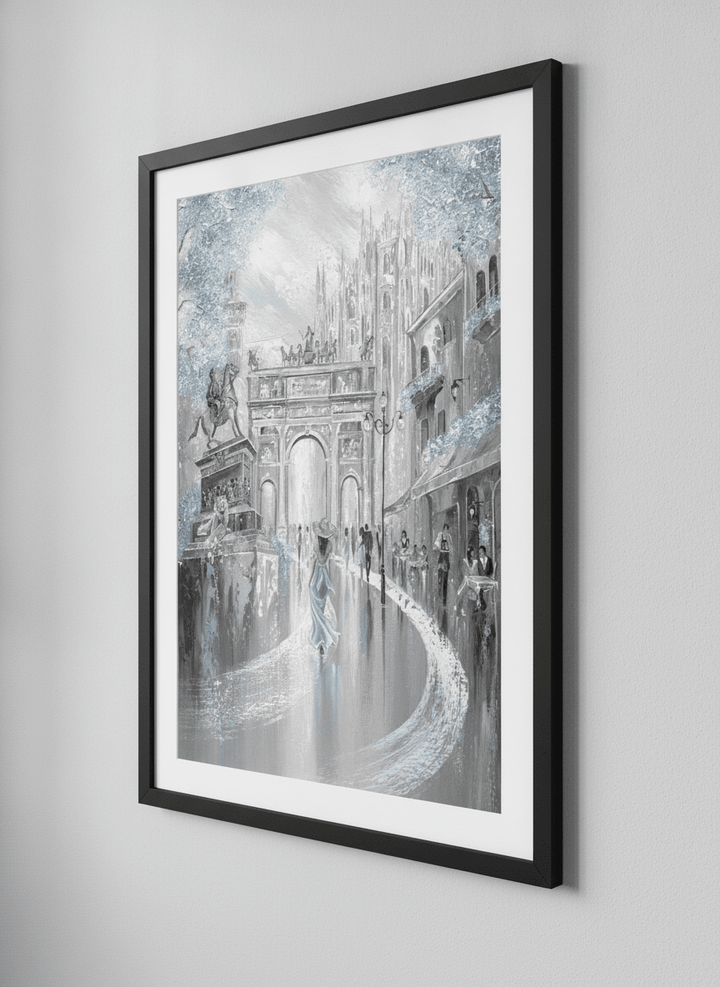 Contemporary wall art featured in a bright modern office workspace