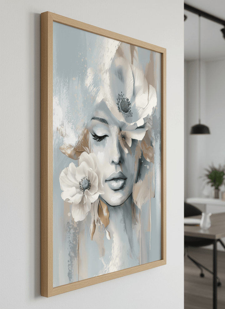 Contemporary wall art featured in a bright modern office workspace