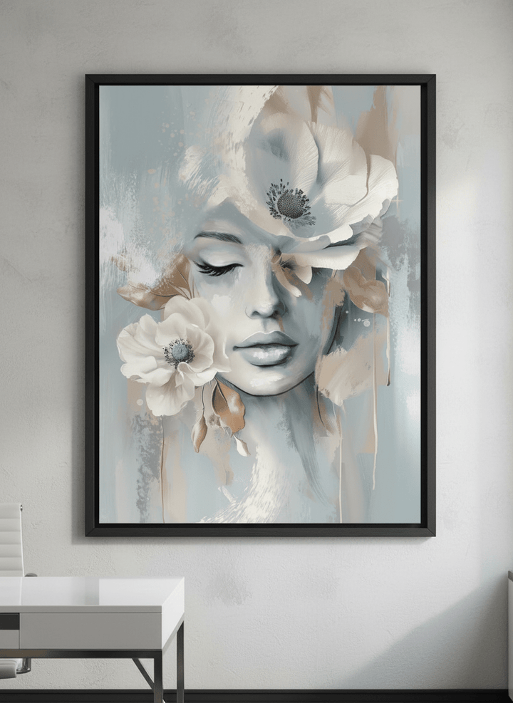 Contemporary wall art featured in a bright modern office workspace