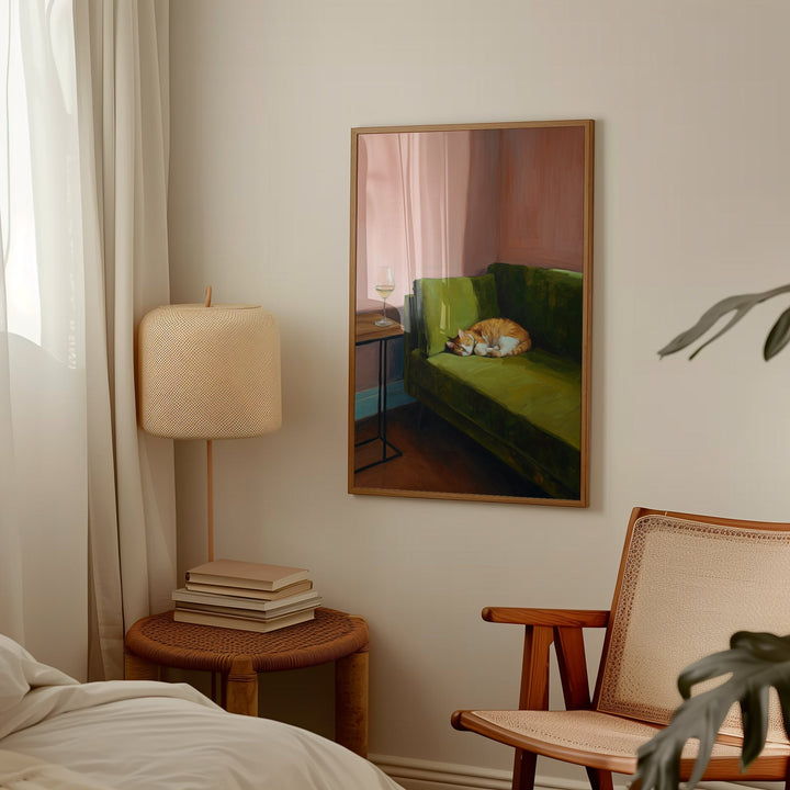 Sleeping Cat Oil Painting Print wall - art - picture - poster