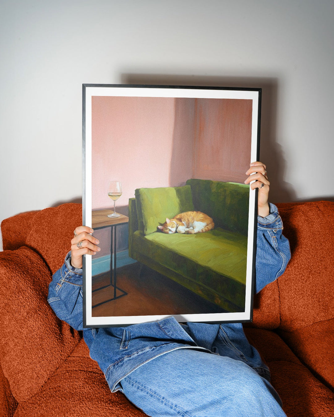 Sleeping Cat Oil Painting Print wall - art - picture - poster