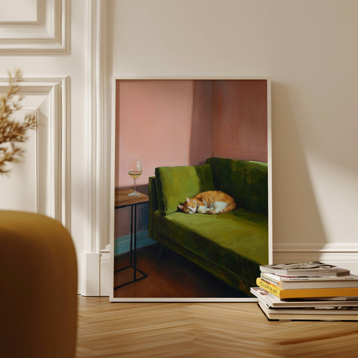 Sleeping Cat Oil Painting Print wall - art - picture - poster
