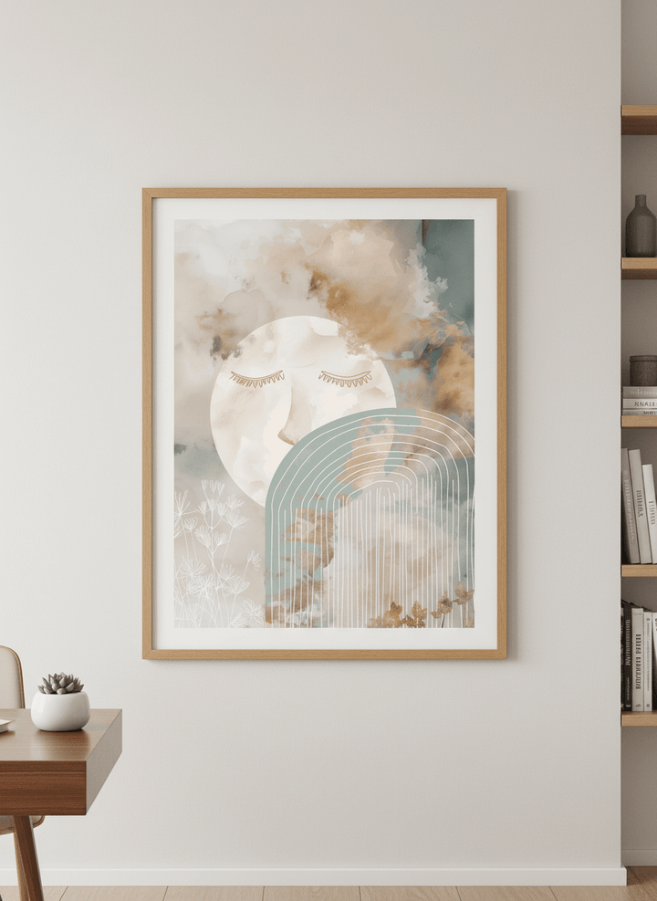 Contemporary wall art featured in a bright modern office workspace