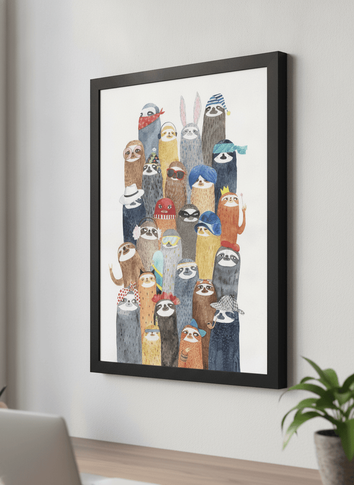 Contemporary wall art featured in a bright modern office workspace