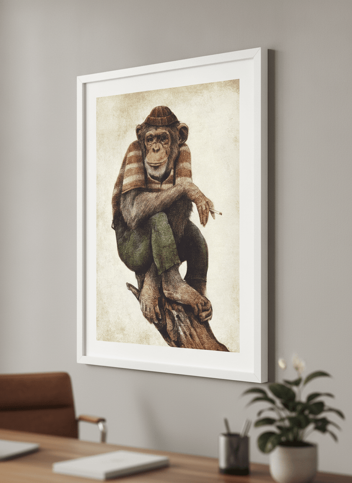 Contemporary wall art featured in a bright modern office workspace