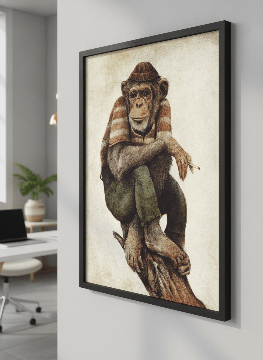 Contemporary wall art featured in a bright modern office workspace