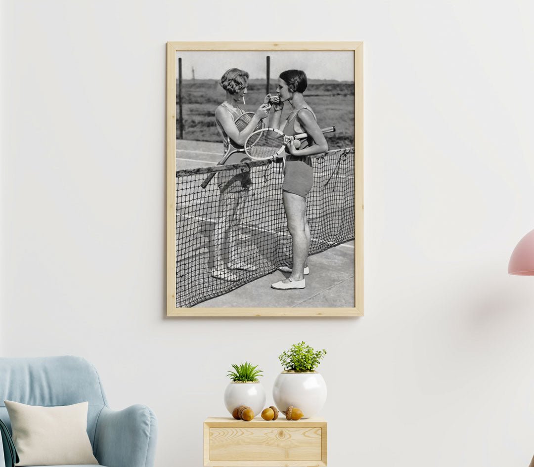 Smokers' Break Women's Tennis Players Vintage Photography Wall Art - Style My Wall