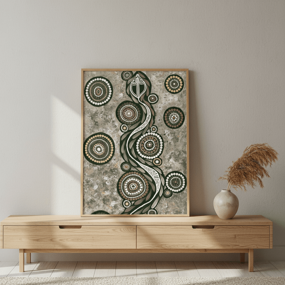 Snake on Long Travels Green Tone by Emma Rigney wall - art - picture - poster