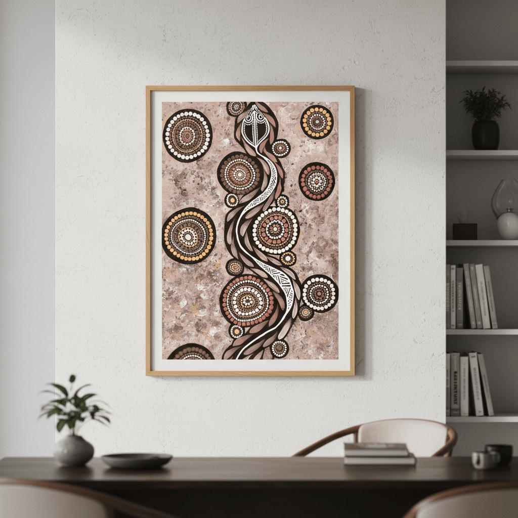 Snake on Long Travels Mocha Tone by Emma Rigney wall - art - picture - poster