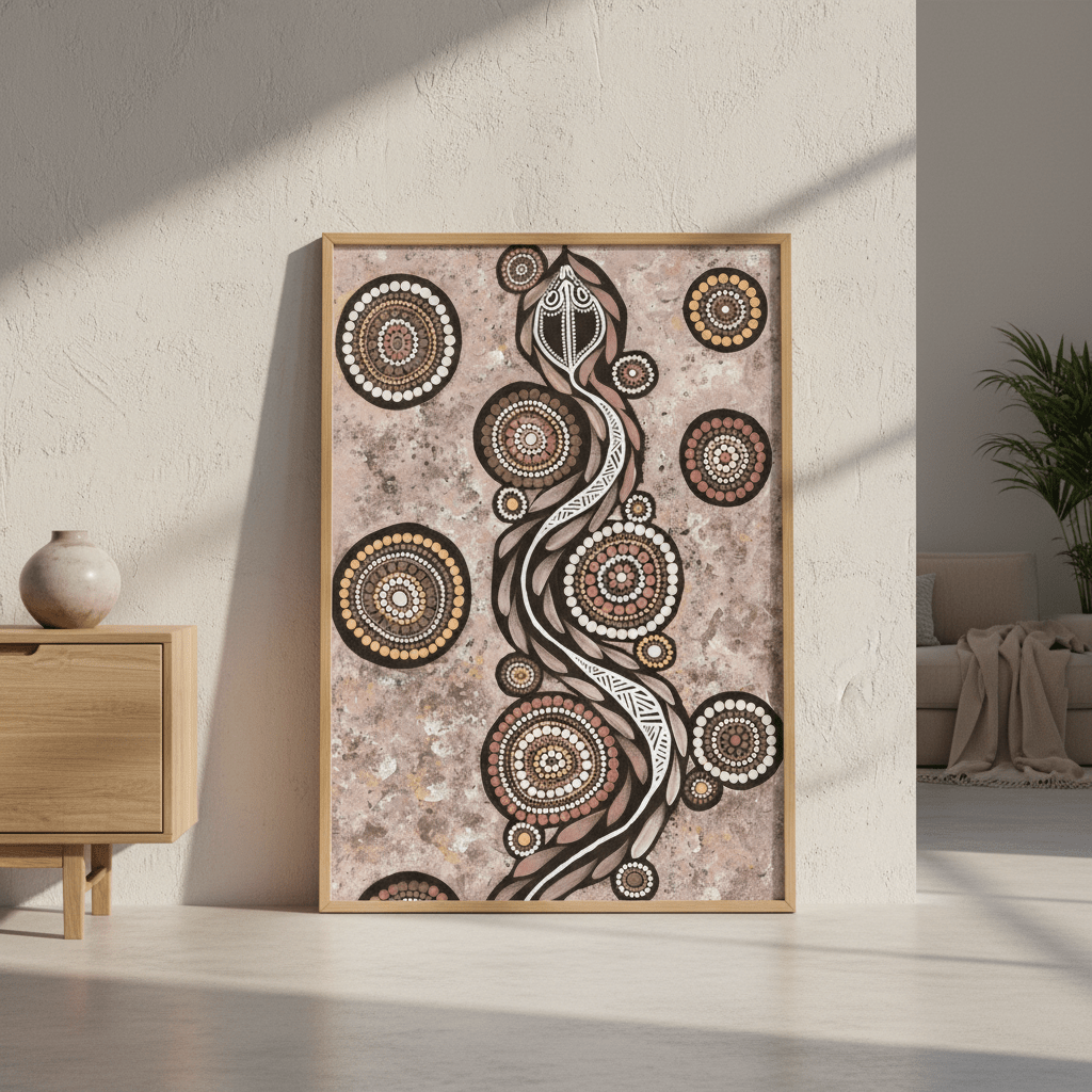 Snake on Long Travels Mocha Tone by Emma Rigney wall - art - picture - poster