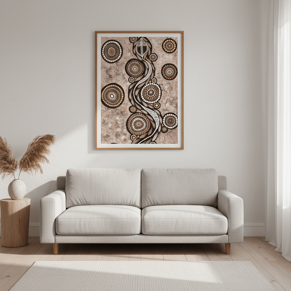 Snake on Long Travels Mocha Tone by Emma Rigney wall - art - picture - poster