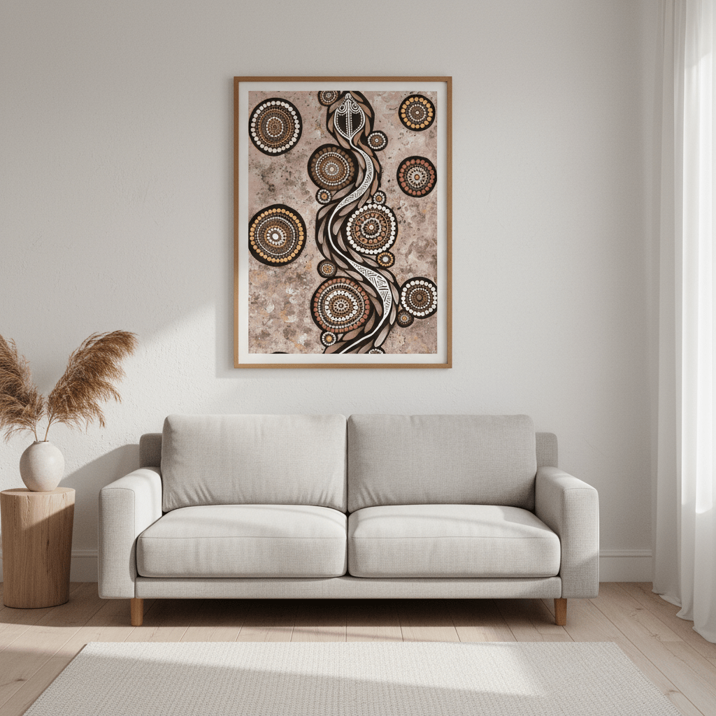Snake on Long Travels Mocha Tone by Emma Rigney wall - art - picture - poster