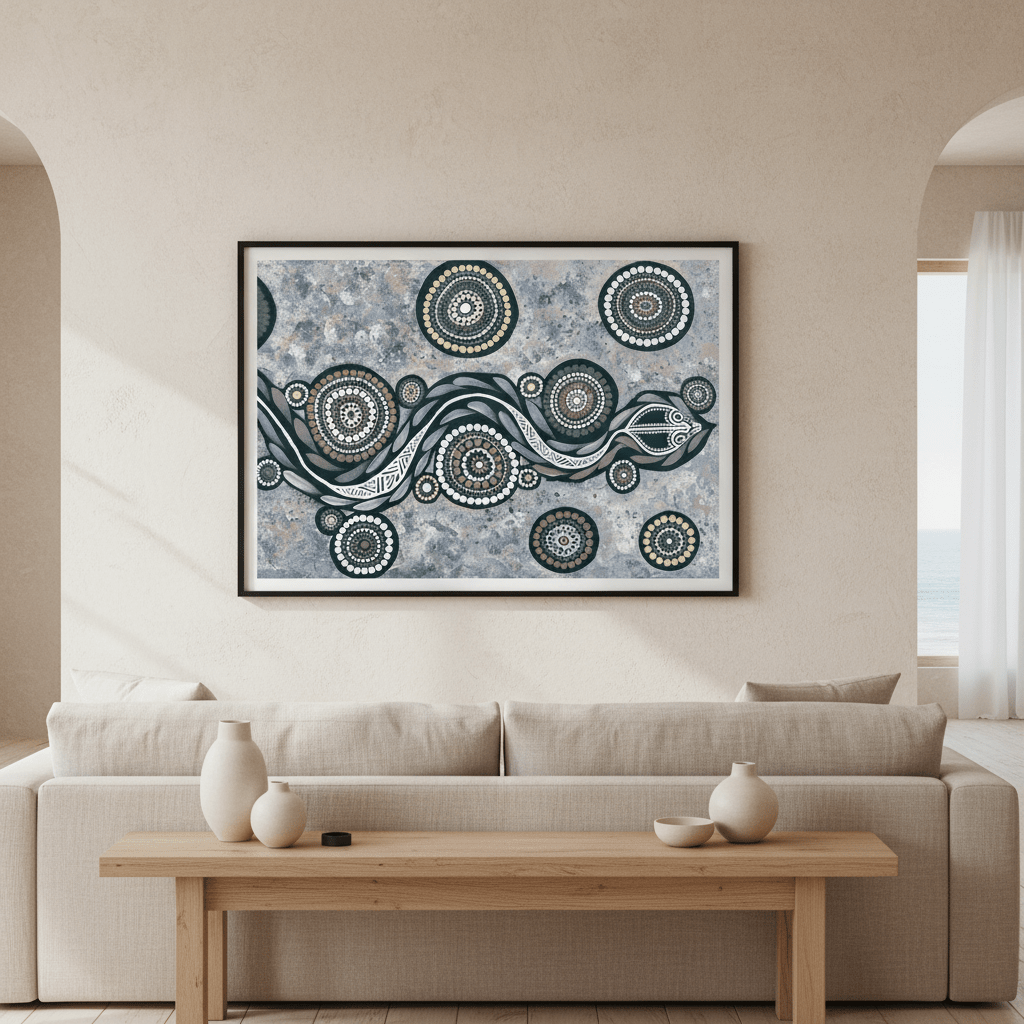 Snake on Long Voyage Blue Tone by Emma Rigney wall - art - picture - poster