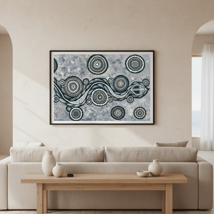 Snake on Long Voyage Blue Tone by Emma Rigney wall - art - picture - poster