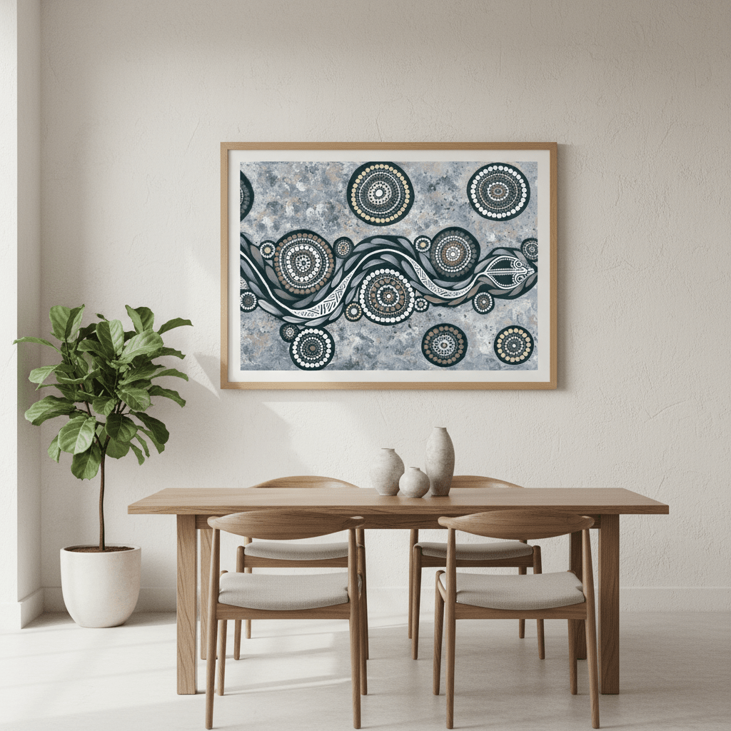 Snake on Long Voyage Blue Tone by Emma Rigney wall - art - picture - poster