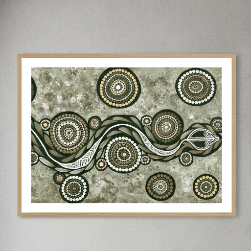 Snake on Long Voyage Earth Green Tone by Emma Rigney