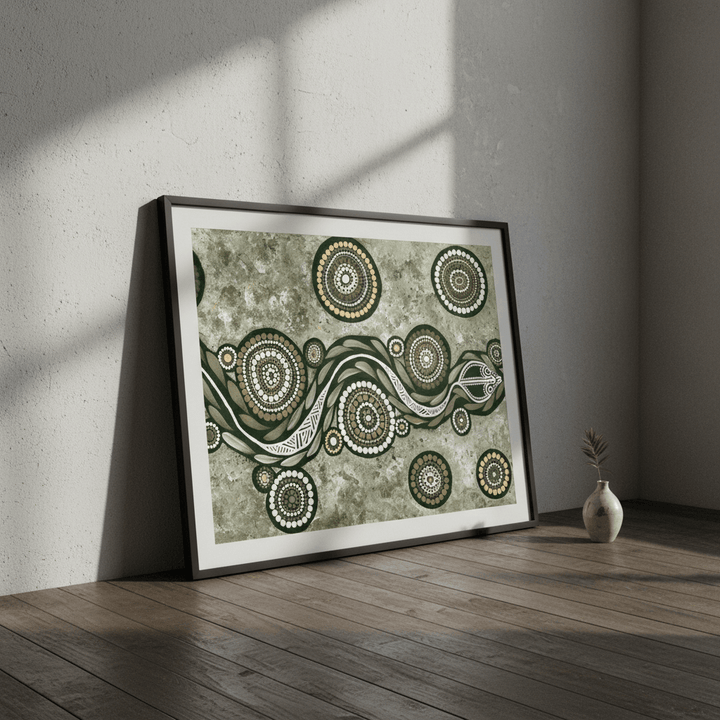 Snake on Long Voyage Earth Green Tone by Emma Rigney wall - art - picture - poster