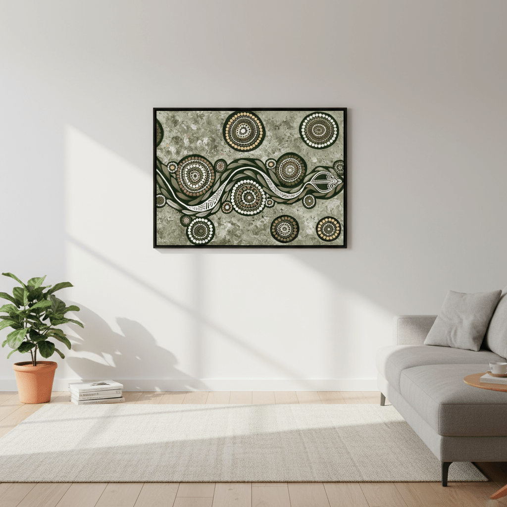 Snake on Long Voyage Earth Green Tone by Emma Rigney wall - art - picture - poster