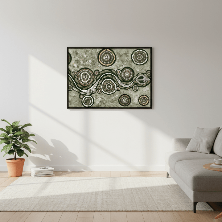 Snake on Long Voyage Earth Green Tone by Emma Rigney wall - art - picture - poster