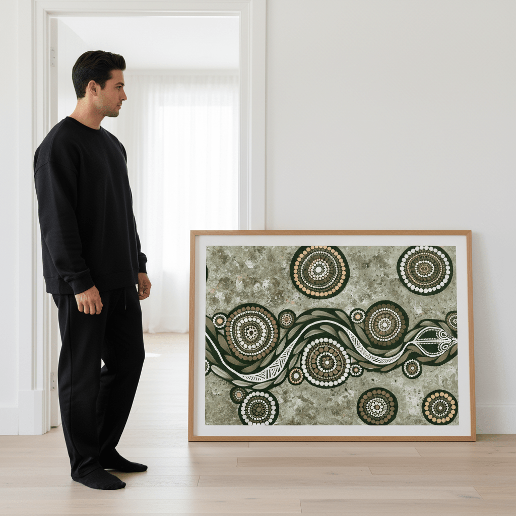 Snake on Long Voyage Earth Green Tone by Emma Rigney wall - art - picture - poster